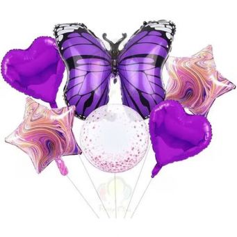 6-Pcs Butterfly Foil Balloon Set 6inch