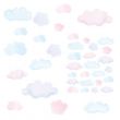 Watercolour Rainbow Clouds - set of 38 wall stickers