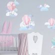 Hot Air Balloons and Clouds Wall Stickers - Pink