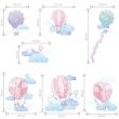 Hot Air Balloons and Clouds Wall Stickers - Pink