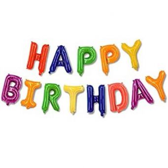 13-Pcs Multicolour Happy Birthday Letters Foil Balloon Set 16 Inch