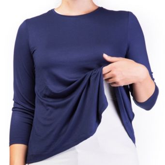 Mama Basic - Double Layer Maternity & Nursing Top - Navy And Cream