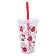 Hello Kitty Leak Proof Straw Cup, Clear, Apple KT Logo Printed 450ml