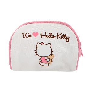Hello Kitty D-Cut Zip Closure Denim Mommy & Me Coin Purse, White