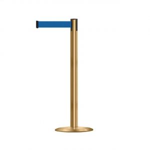 Blue Retractable Belt Golden Pole Queue Stand