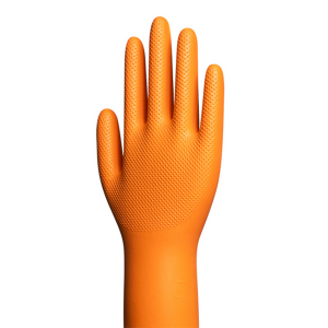 WRP - Multi-Purpose Orange Eduo Diamond Nitrile Powder Free Gloves, Size Medium