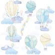 Hot Air Balloons and Clouds Wall Stickers - Mint