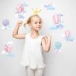 Hot Air Balloons and Clouds Wall Stickers - Pink