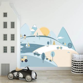 Nordic Mountains Wall Sticker - Light Blue