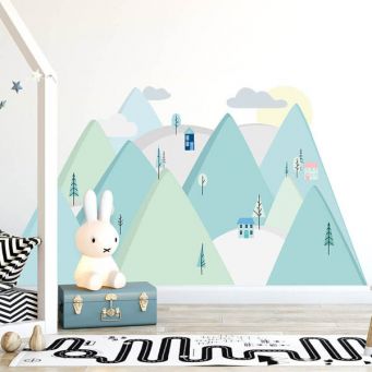 Nordic Mountains Wall Sticker - Mint