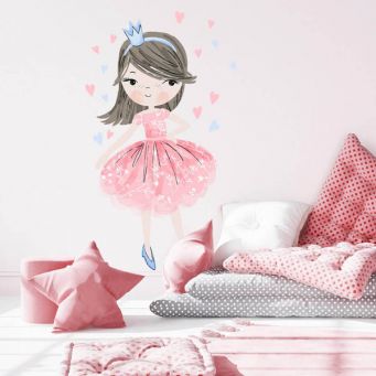 Pink Princess Heart Wall Sticker