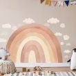 Large Beige Rainbow and Clouds Wall Sticker