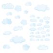 Watercolour Blue Clouds - set of 38 wall stickers