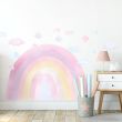 Large Pink Rainbow and Clouds Wall Sticker