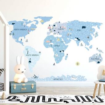 Globetrotter World Map Wall Sticker - Medium