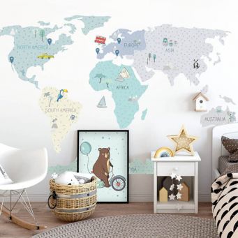 Tourist World Map Wall Sticker - Medium