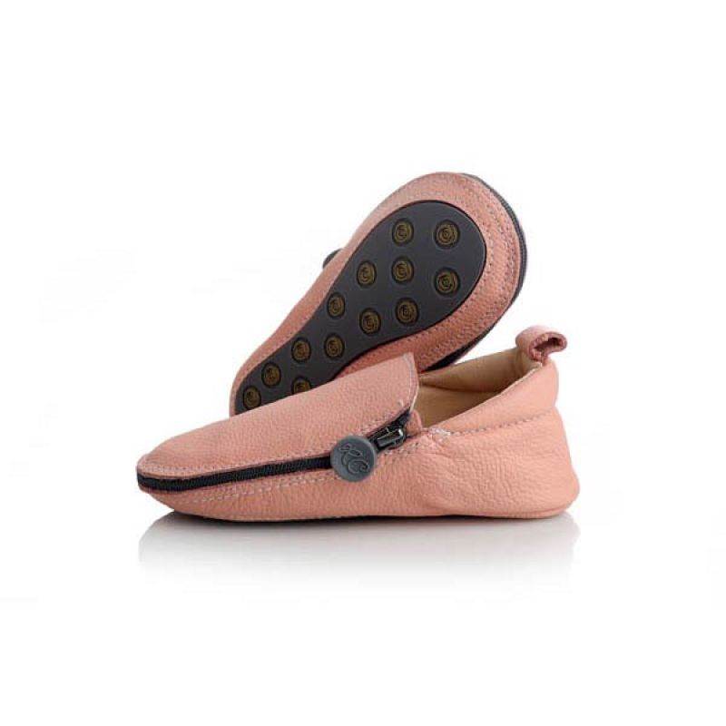 Rose et Chocolat Zipper Rubber Soles Shoes Pink Rose 6 12 Months sandhai.ae