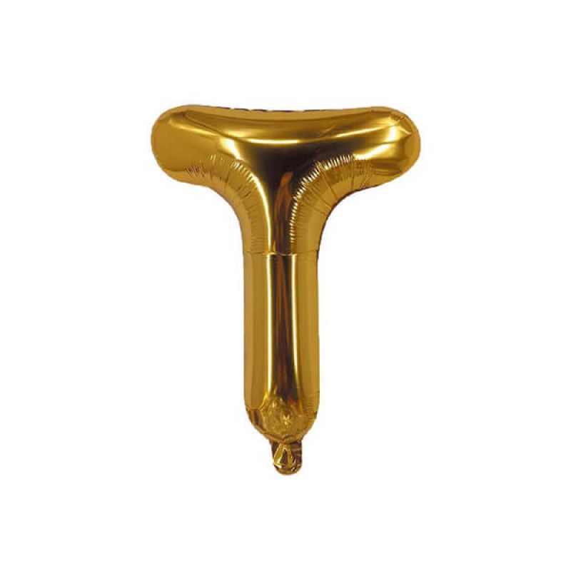 Letter T Foil Balloon -Gold - Nisha | sandhai.ae