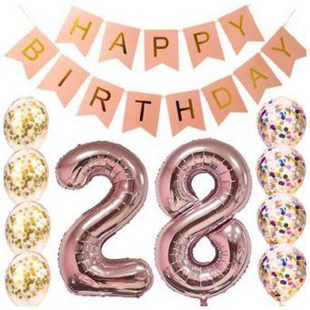 28th Birthday Party Decorations Latex Foil Balloon Set