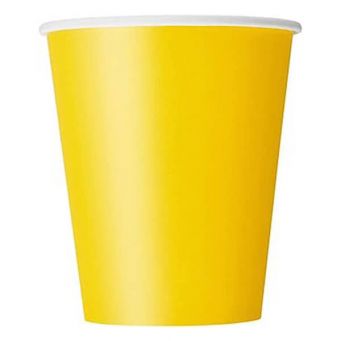 20-Piece Yellow Disposable Paper Cup Set 266ml