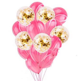 15-Piece Marble And Confetti Decorative Balloon Set