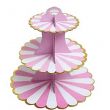 Tier Striped Design Cupcake Stand-Pink