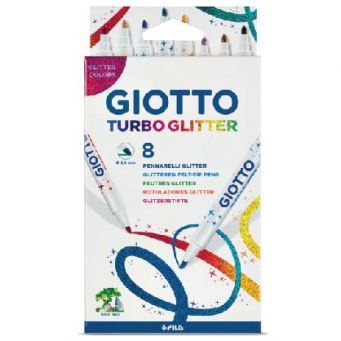 Giotto Fibre Pen 8Clr Turbo Glitter