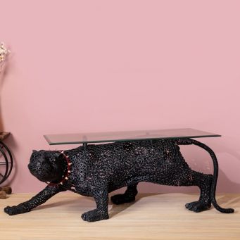 Midnight Majesty Panther Sculpture Table