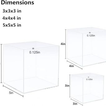 3pcs Clear Acrylic Boxes, Acrylic Cube Stand Risers