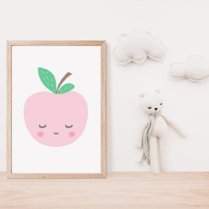 Sleepy Pink Apple Wall Art Print